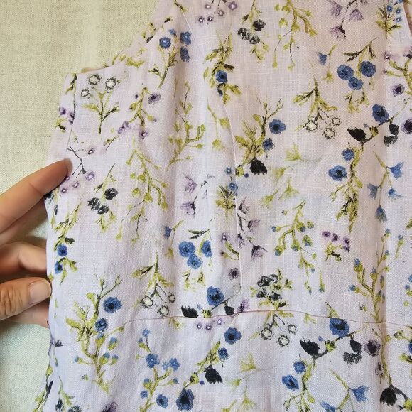 J Jill Love Linen Lilac Purple Floral Shift Dress Romantic Pockets Small Petite - Picture 6 of 12